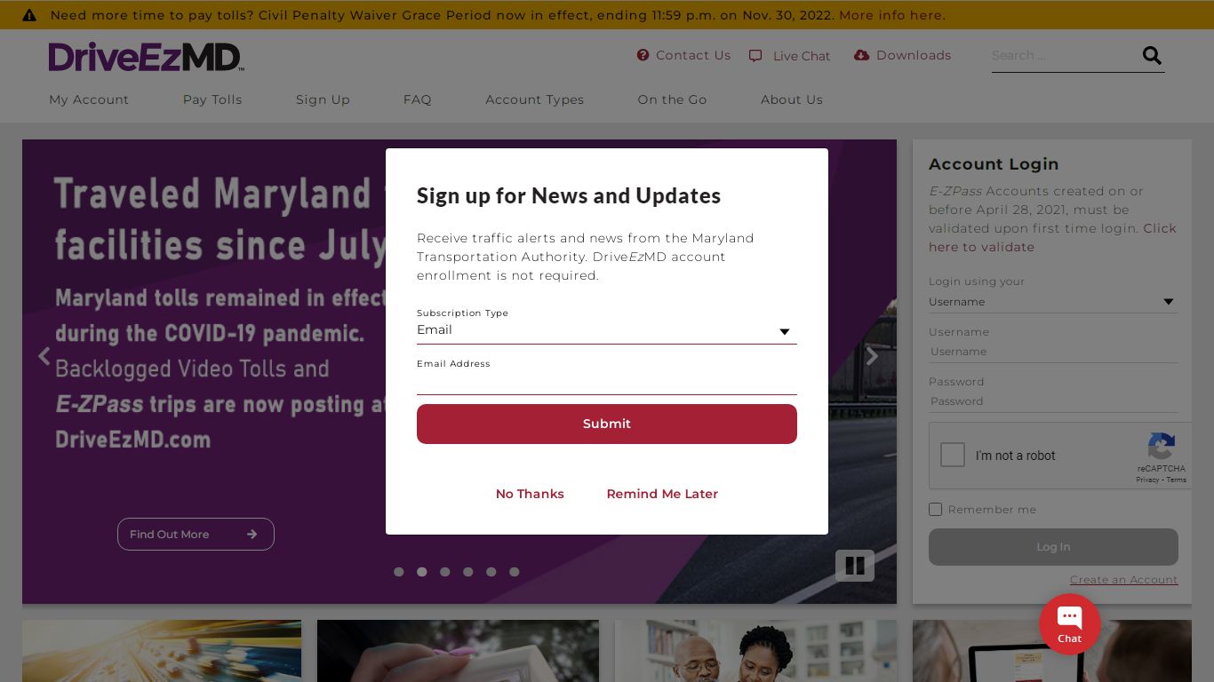 Maryland E-ZPass and Pay-By-Plate Home | DriveEzMD.com