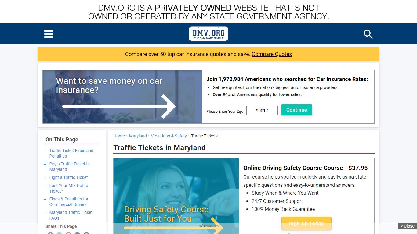 Maryland Traffic Tickets & Violations | DMV.ORG