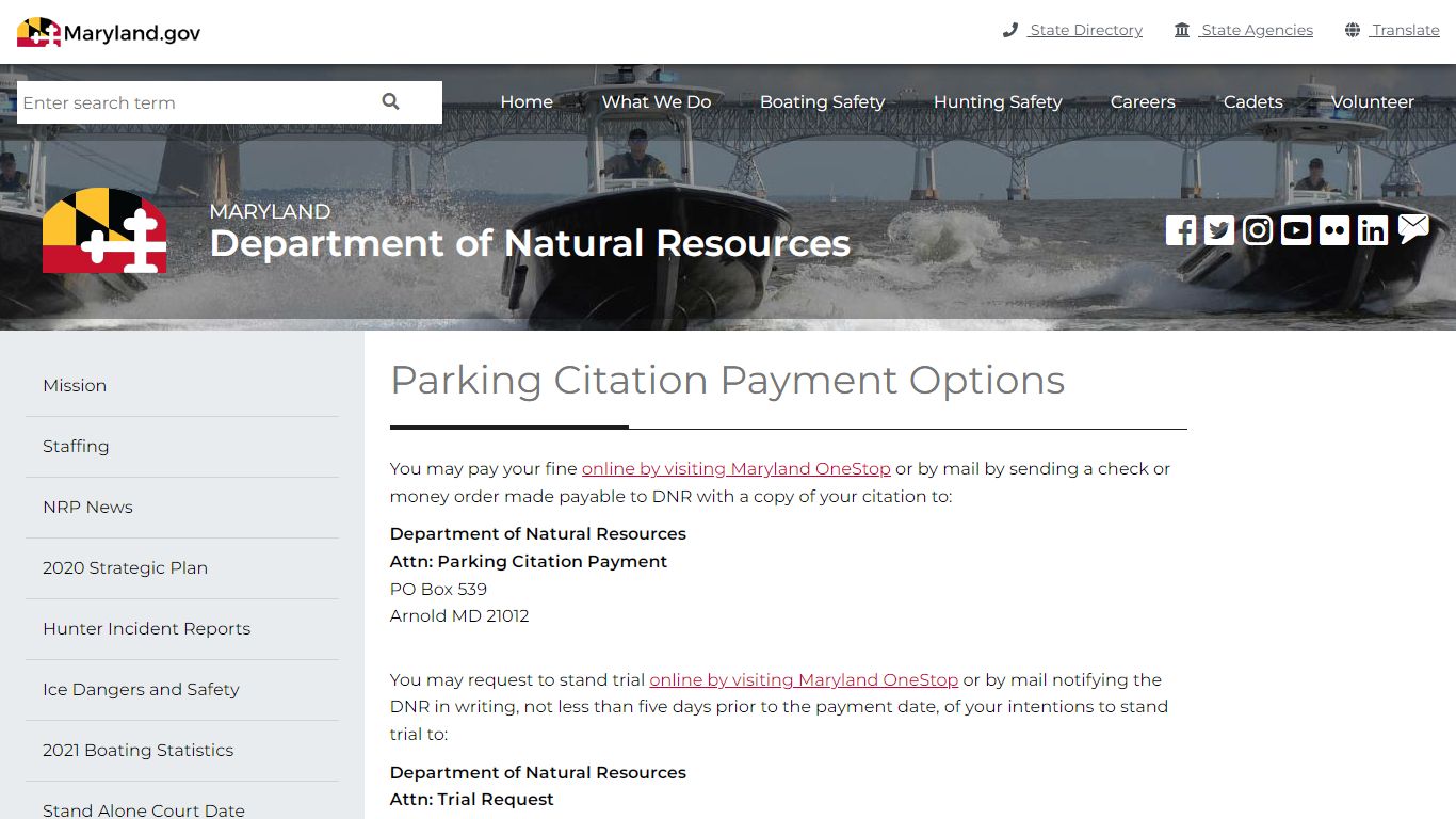 Parking Citation Payment Options - Maryland Department of Natural Resources