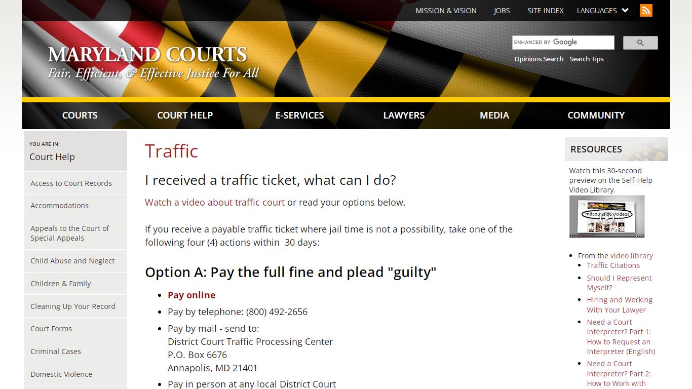 Traffic | Maryland Courts